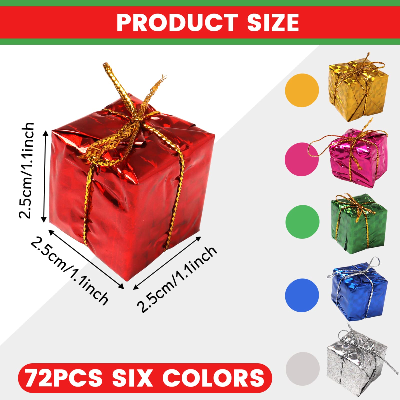 Amazon.co.jp: Hapy Shop クリスマスツリー装飾 72個 1.1×1.1インチ
